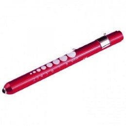 Aluminum LED Reusable Penlight with Pupil Gauge - Red
