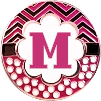 Smart Charms Enamel Badge Reel, set of 3, letter m, pink, blue, black, scrubs society