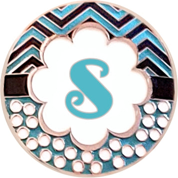 Smart Charms Enamel Badge Reel, letter s, set of 3, pink, blue, black